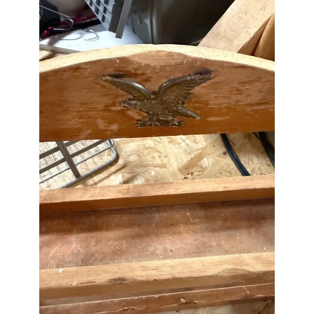 Vintage Wooden Eagle Spice Rack 2 Tier Wall Mount Rustic Farmhouse Kitchen Decor